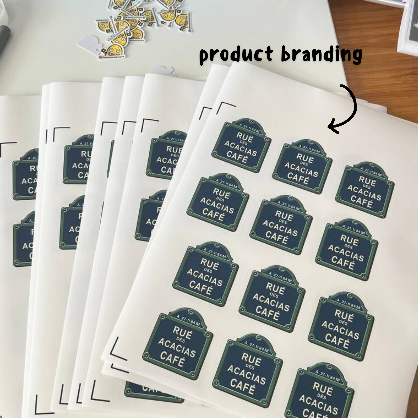 Kiss cut product branding cafe