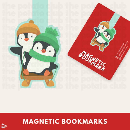 Penguin Pals Magnetic bookmarks with penguin design on a backing card