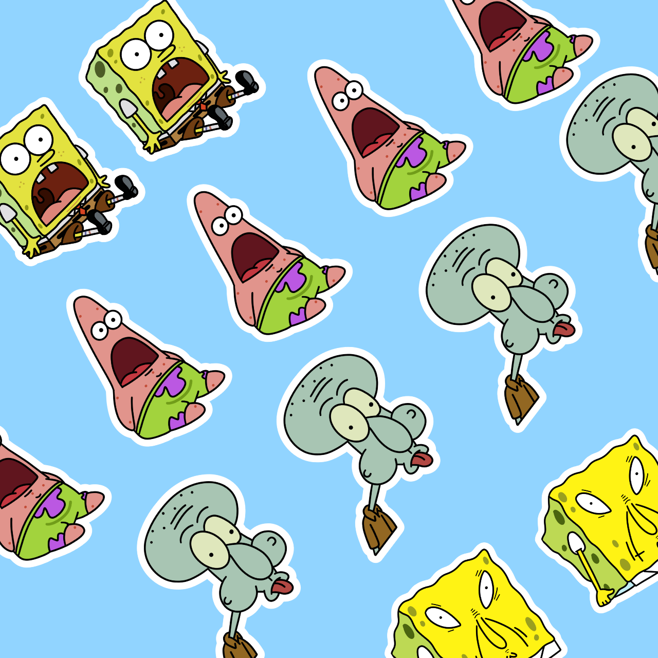 The Ugly Spongebob Squarepants Collection Sticker Tiled
