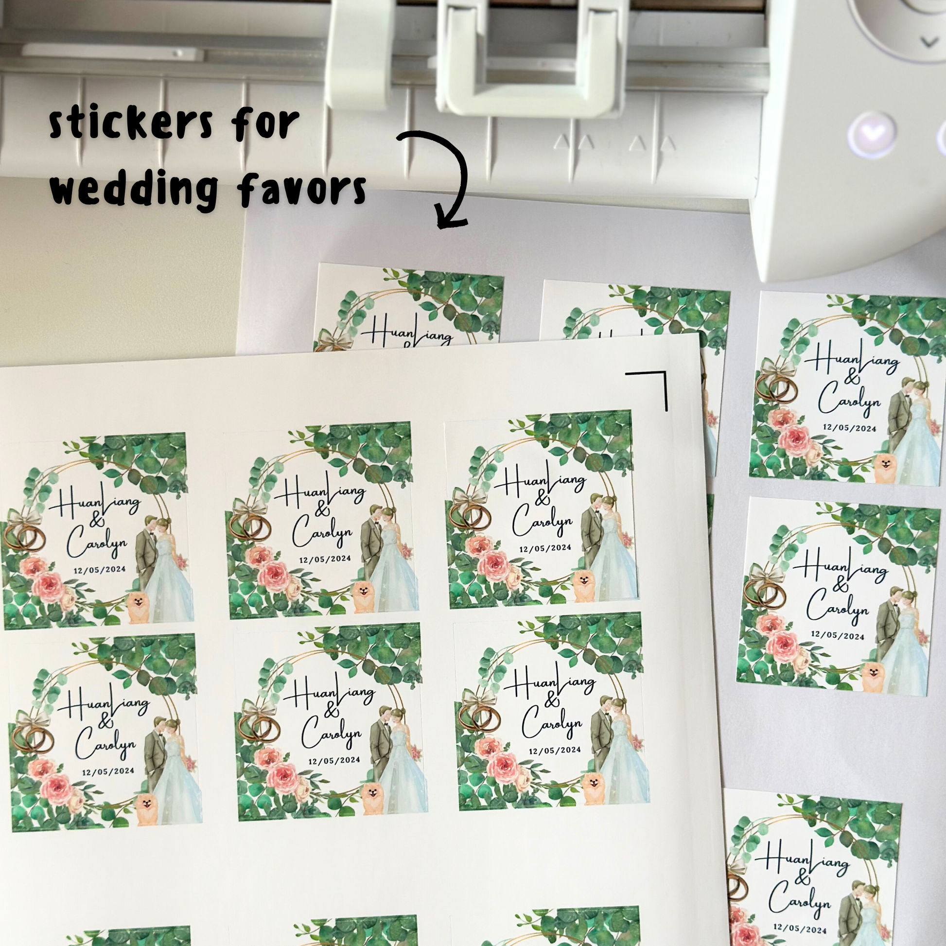 kiss cut stickers wedding favors