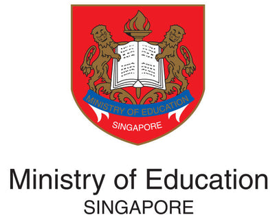 The official logo of the Ministry of Education Singapore, featuring the red and gold national emblem above the text 'Ministry of Education SINGAPORE' on a plain white background.