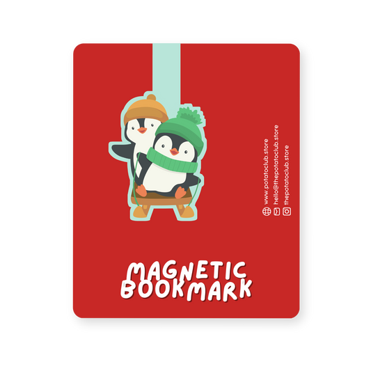 Penguin Pals Magnetic bookmark with penguin design on a backing card