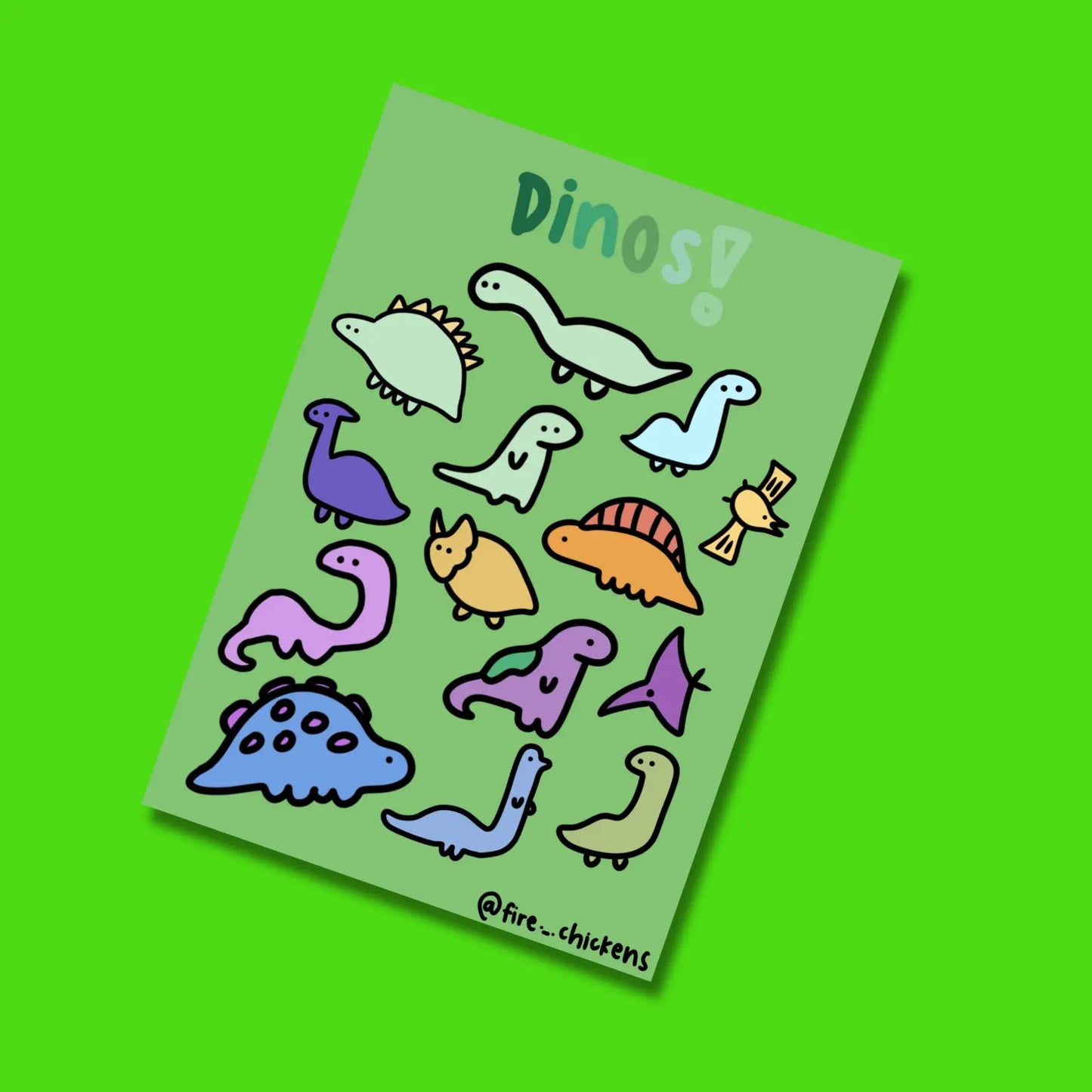 @fire._.chickens custom sticker vinyl sticker sheet pack Food Dino Animal 